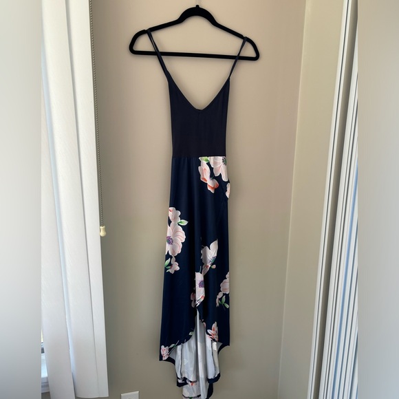 Women's V Neck Sleeveless Cas Summer Asymmetrical Patchwork Floral Maxi Dress S - Picture 3 of 4